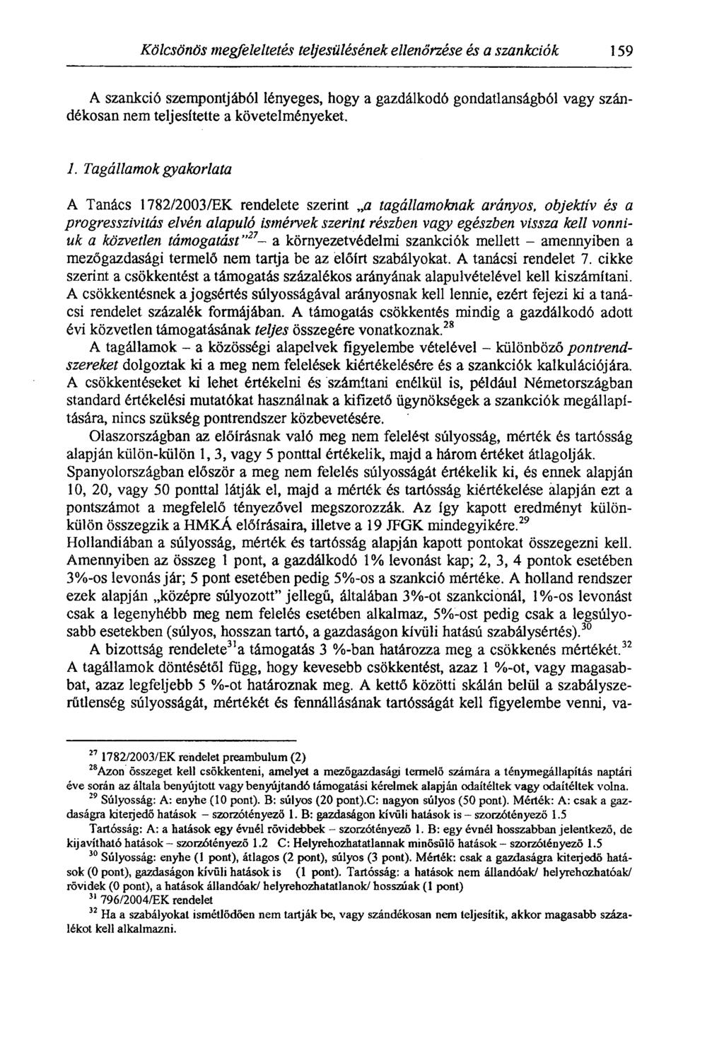 Kölcsönös megfeleltetés teljesülésének ellenőrzése és a szankciók 15