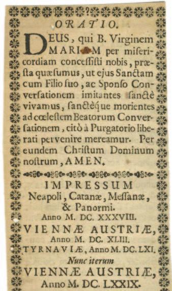 KÉP. MEMORIALE PRO SANCTA CONVERSATIONE JESU, MARIAE ET JOSEPH (Impressum.