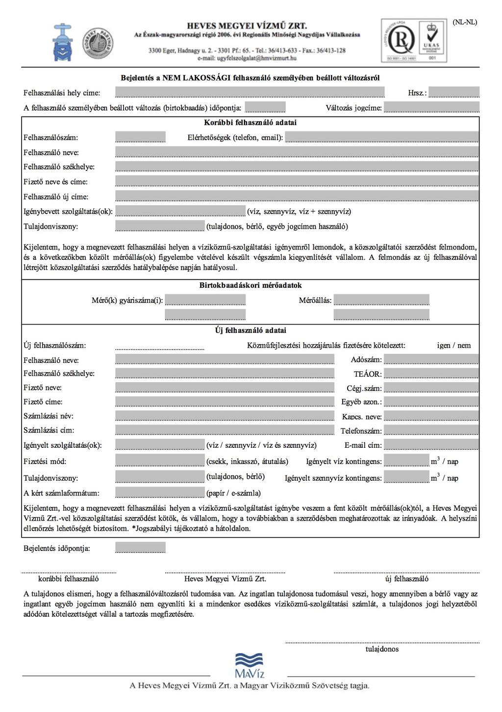 Heves Megyei Vízmű Zrt. Üzletszabályzat 8. kiadás TARTALOMJEGYZÉK - PDF  Ingyenes letöltés