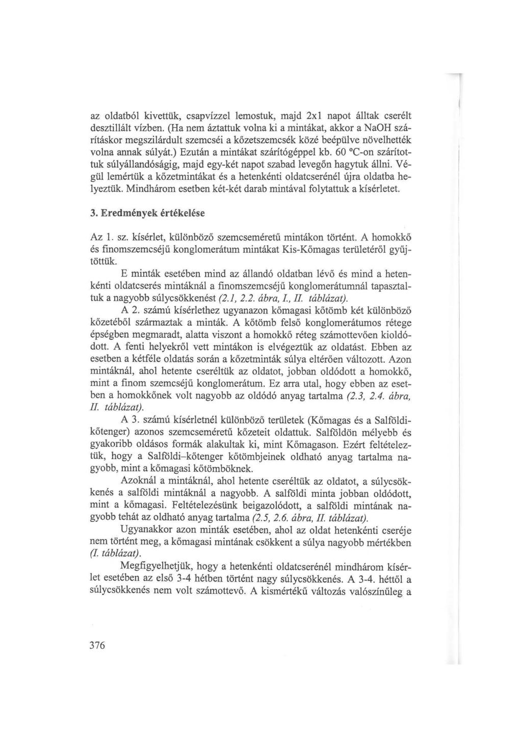 az ldatból kivettük, csapvízzel lemstuk, majd 2xl napt álltak cserélt desztillált vízben.