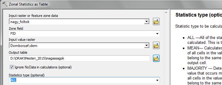 25. Keressük meg a Arc Toolbox-ban a Spatial Analyst Tools eszközök között a Zonal csoportot, majd azon belül a Zonal statistics as Table parancsot.