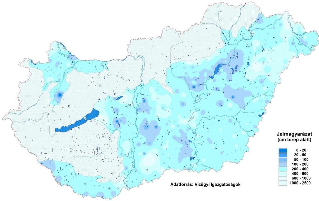 TALAJVÍZSZINTEK 218. február 66. ábra: A talajvízszintek terep alatti mélysége a 218. február havi középértékek alapján 23 67. ábra: Az 1971-2.