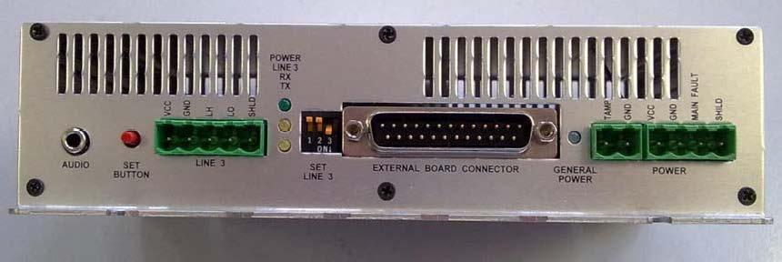 LINE1 VCC GND LH LO SHLD Tápfeszültség bemenet:13.8 V Ground RS485 Magas szint RS485 Alacsony szint Árnyékolás Leírás LINE2 VCC GND LH LO SHLD Tápfeszültség bemenet:13.