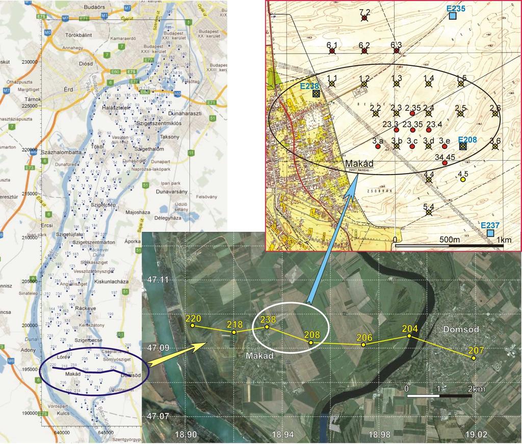 Csapó 010). Így a linearitás-vizsgálat céljára a korábbi pontok közé sűrített, 150 m-es rácshálóban telepített új ponthálózatot is fel tudtam használni.