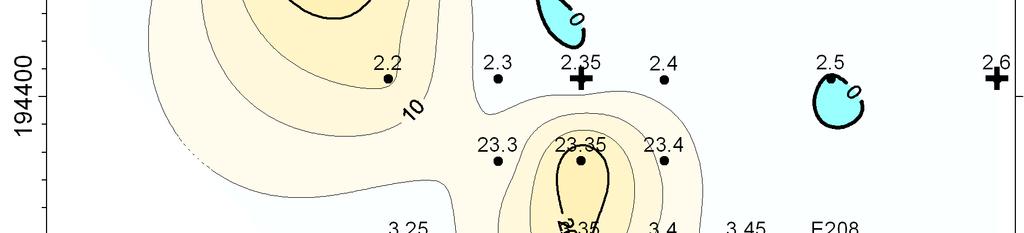 3 µgal/m, a legnagyobb, 0 µgal/m-nél nagyobb eltérések a 6.3, 1., 3.35, 3.35 pontokon adódtak. A legnagyobb -68.
