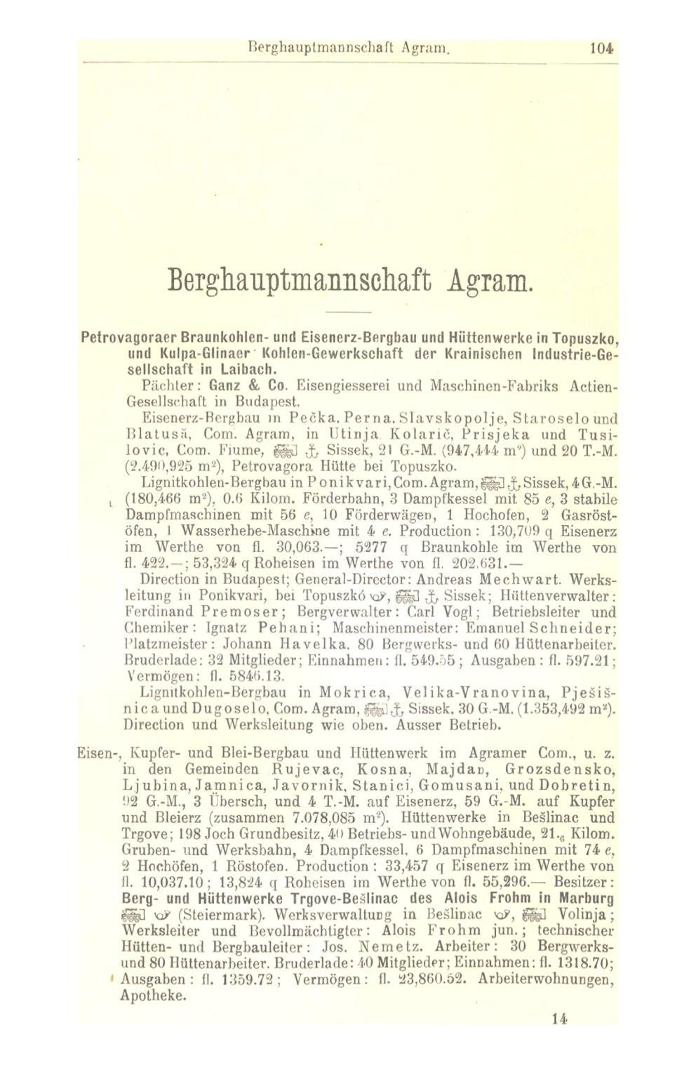 Berghauptmannsehaft Agram. 104 Berghauptmaimschaft Agram.