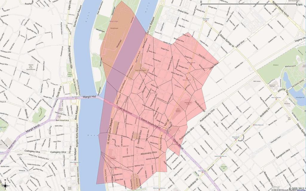 5. ábra. Location area Budapesten célforgalmi csomópontokkal finomítható.