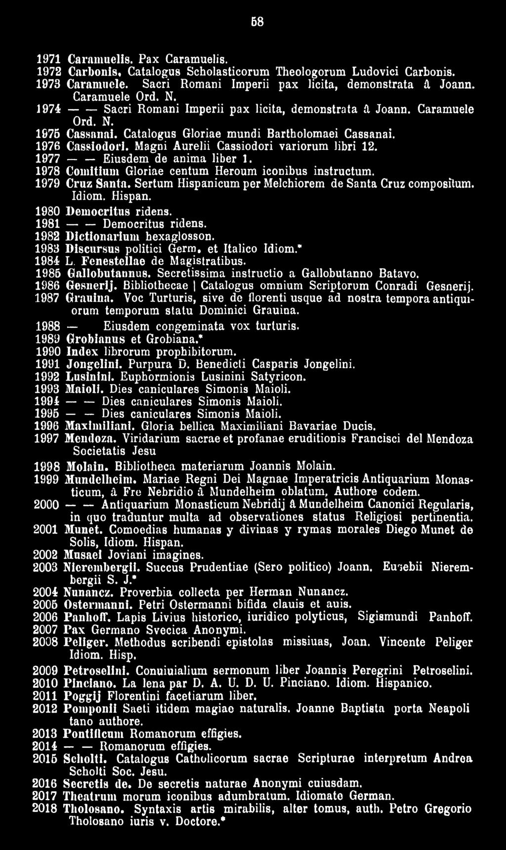 et Italico Idiom.* 1984 L. Fenestellae de Magistratibus. 1986 Gallobutannus. Secretissima instructio a Gallobutanno Batavo. 1986 Gesnerij. Bibliothecae Catalogus omnium Scriptorum Conradi Gesnerij.