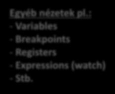 C forráskód nézet: - Töréspont