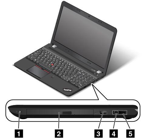 Jobb oldali nézet 3. ábra Jobb oldali nézet 1 Kombinált audiocsatlakozó 2 Optikai meghajtó (rendelkezésre áll egyes modelleken) 3 USB 2.