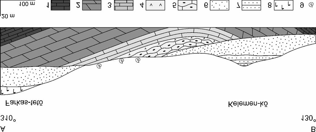 Földtani Közlöny 145/4 (2015) 317 egy pelsói karbonátplatform megsüllyedt peremi zónájá - ban, a szentbékkállai lelőhely üledékei pedig egy nyíltabb vizű, mélyebb medencében rakódtak le a