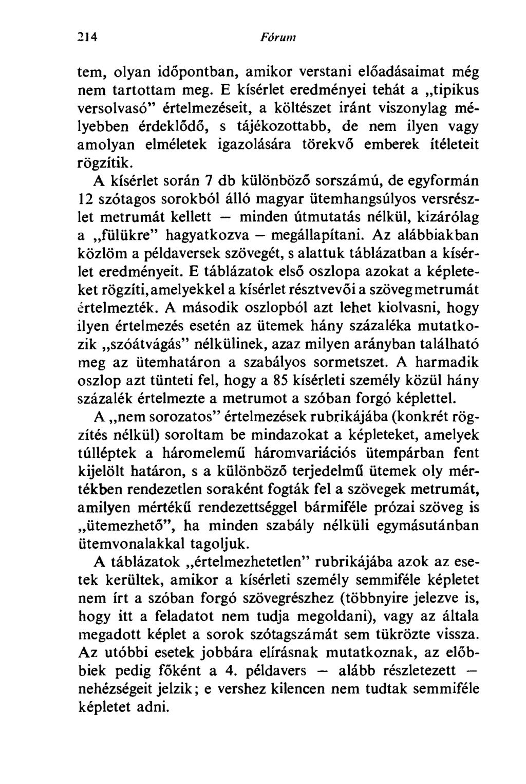214 Fórum tern, olyan időpontban, amikor verstani előadásaimat még nem tartottam meg.