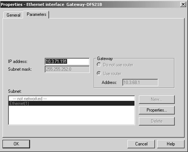 Tervezés PROFINET esetén A PROFINET IO kontroller tervezése 7 Az előzőleg kiosztott IP-cím megadásához (Æ alábbi ábra) kattintson a "Node /