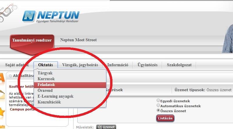 2 Feladatok kiadása az oktatói weben manuálisan A feladatok kiírása illetve szerkesztése (módosítása) csak manuálisan lehetséges az oktatói weben.