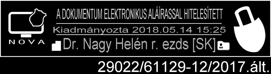 május 16. Érvényessége: 2018. május 16. napjától visszavonásig Dr. Nagy Helén r.