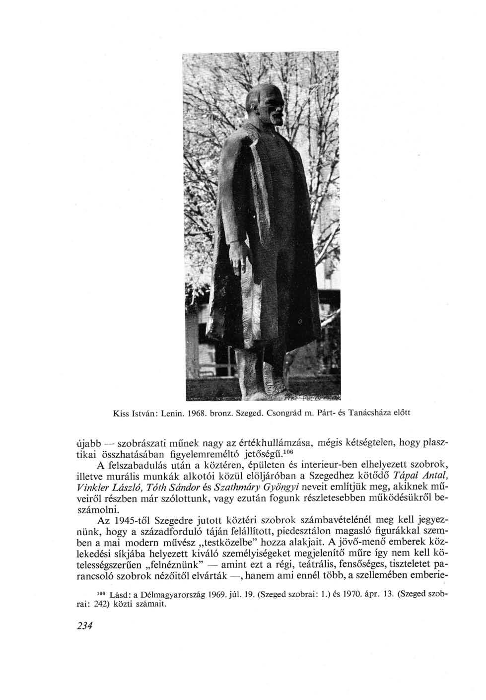 Kiss István: Lenin. 1968. bronz. Szeged. Csongrád m.