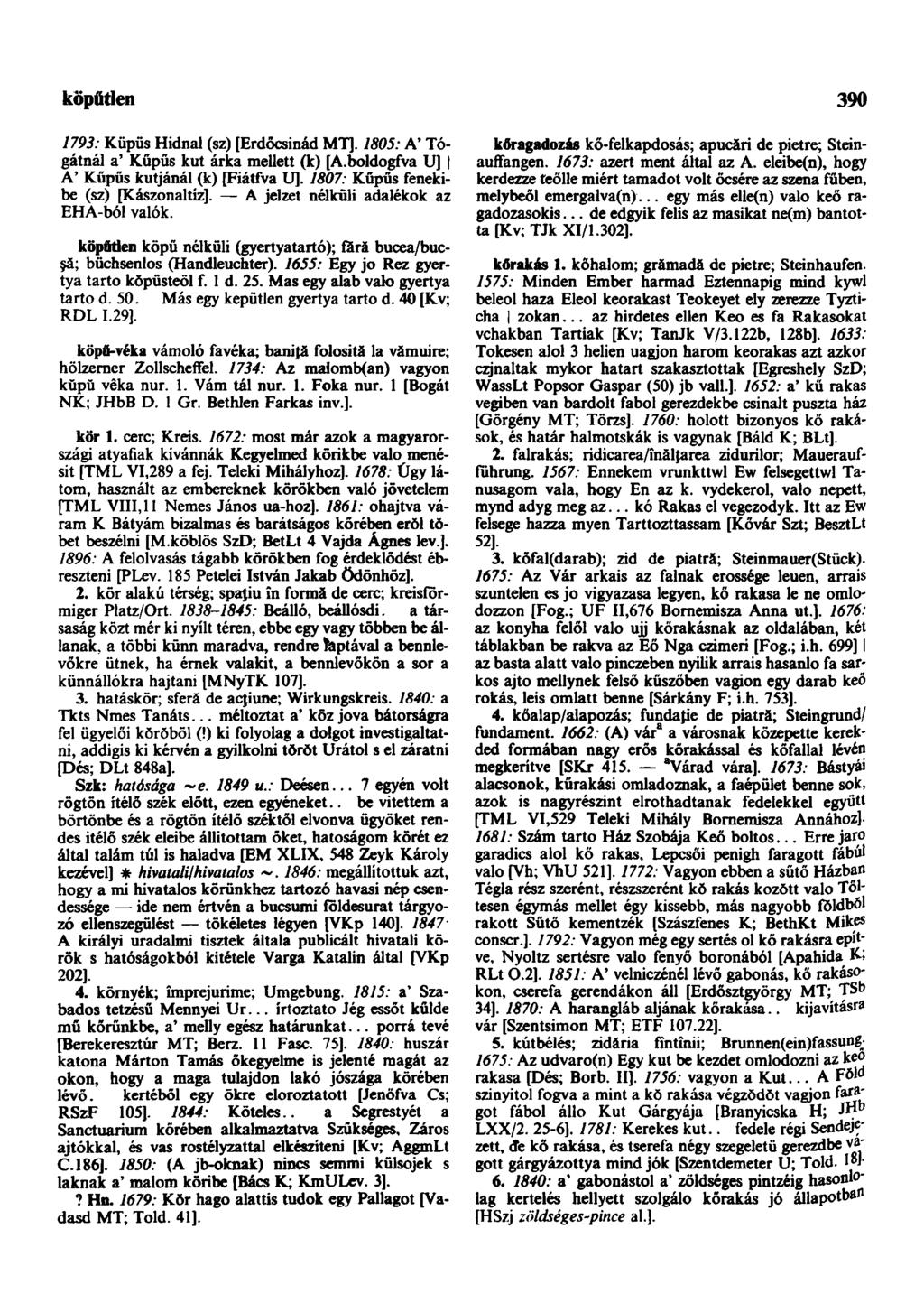 köpűtlen 390 1793: Küpüs Hidnal (sz) [Erdőcsinád MT]. 1805: A' Tógátnál a' Kűpűs kut árka mellett (k) [A.boldogfva U] A' Kűpűs kútjánál (k) [Fiátfva U]. 1807: Kűpűs fenekibe (sz) [Kászonaltíz].
