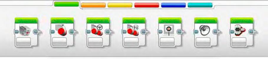 PROGRAMOZÁSI BLOKKOK ÉS PALETTÁK (PROGRAMMING BLOCKS AND PALETTES) A robotod irányítására felhasznált összes programming blocks a Programming Canvas ( Programfejlesztői vászon) alatti Programming