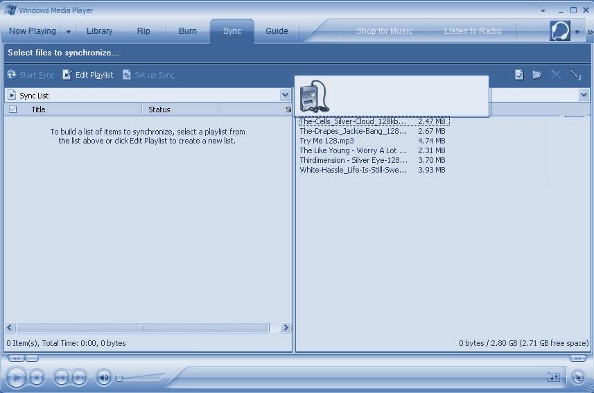 Indítsa el a Windows Media Player-t. 3. Ezt a képernyőt látva válassza Manual opciót. (Választhatja az automatikus szinkronizálást is a mellékelt CD korongon). 4.