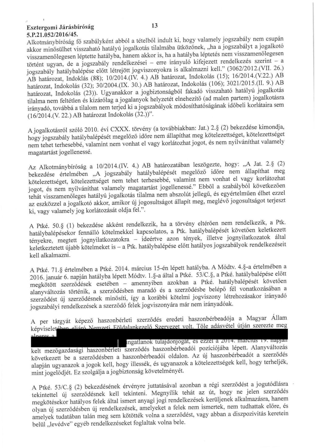 Esztergomi Járásbíróság 13 5.P.21.052/2016/45. _.