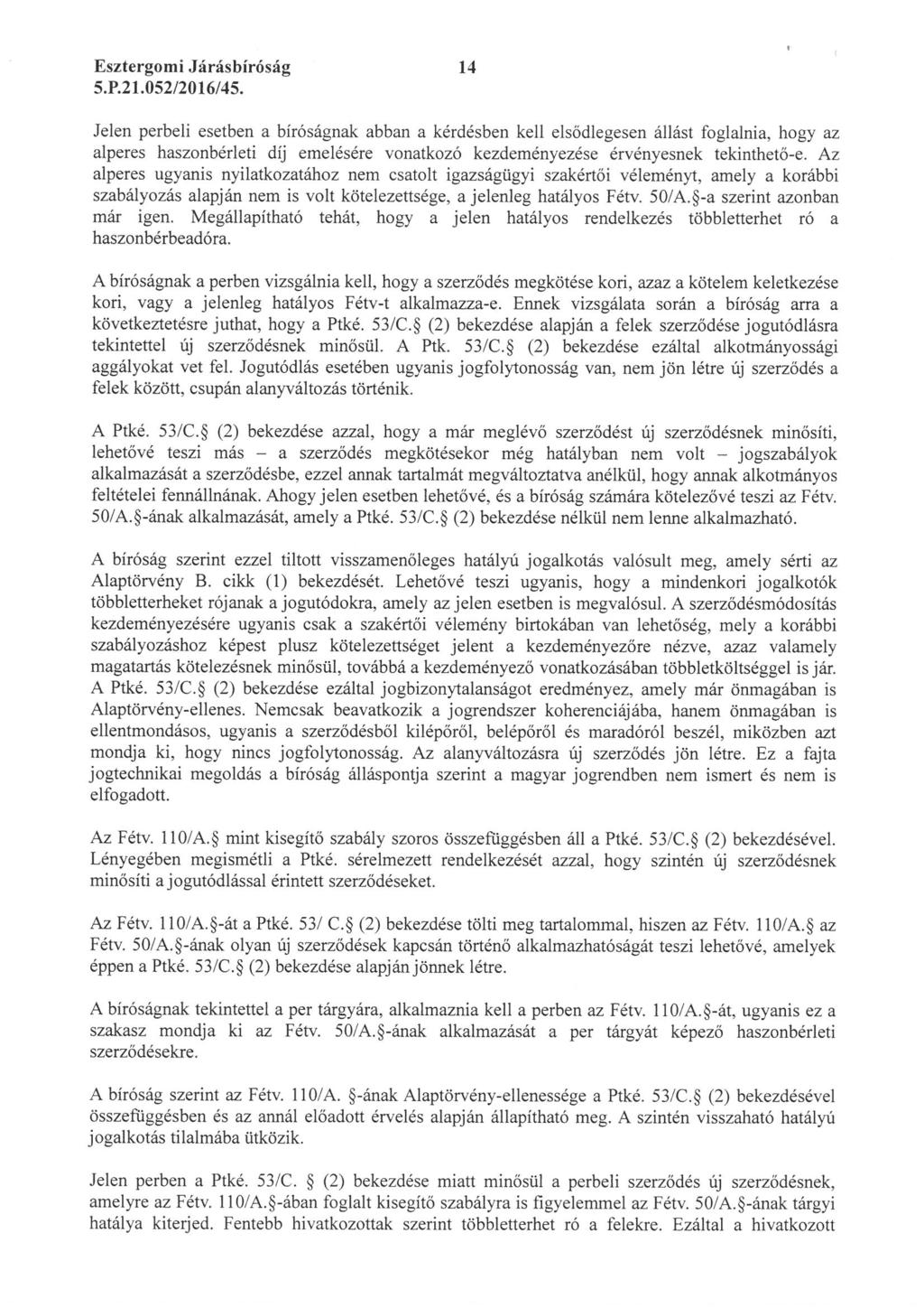 Esztergomi Járásbíróság 5. P.21. 052/2016/45.