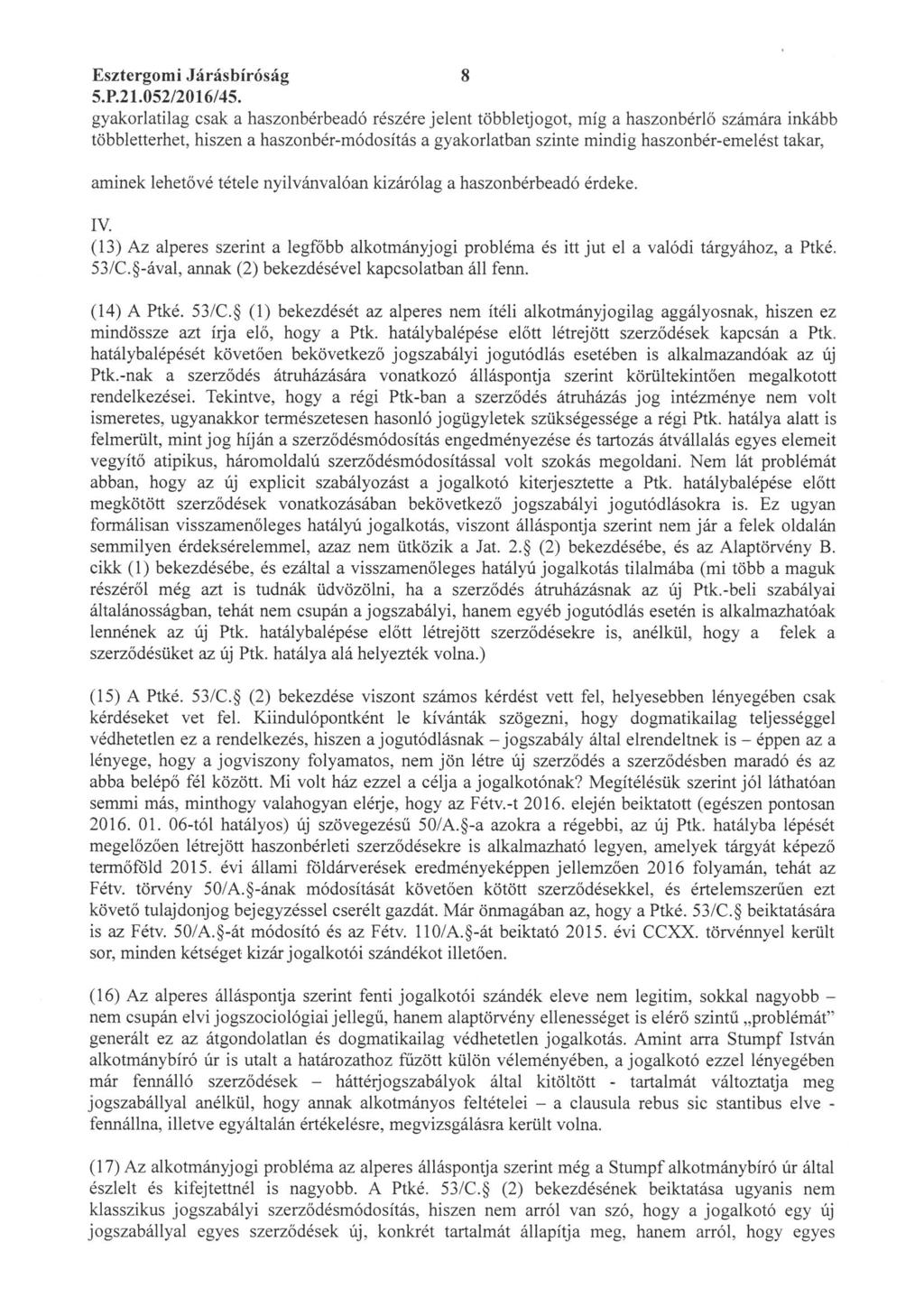 Esztergomi Járásbíróság 8 5. P. 21. 052/2016/45.