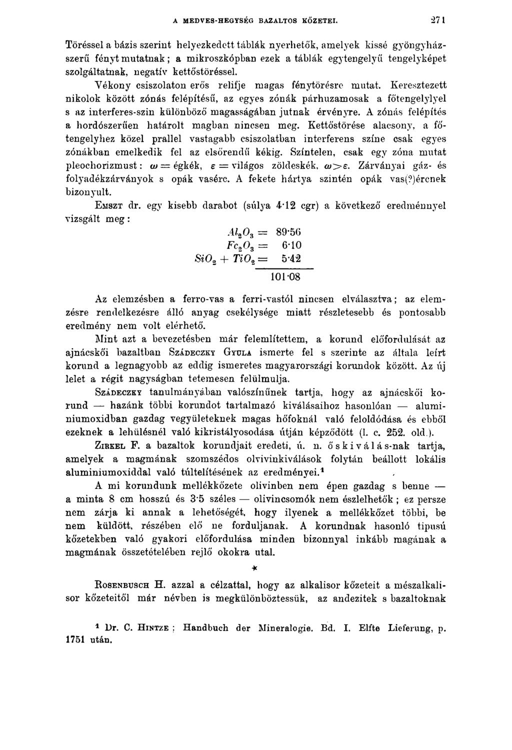 A MEDVES-HEGYSÉG BAZALTOS KŐZETEI.