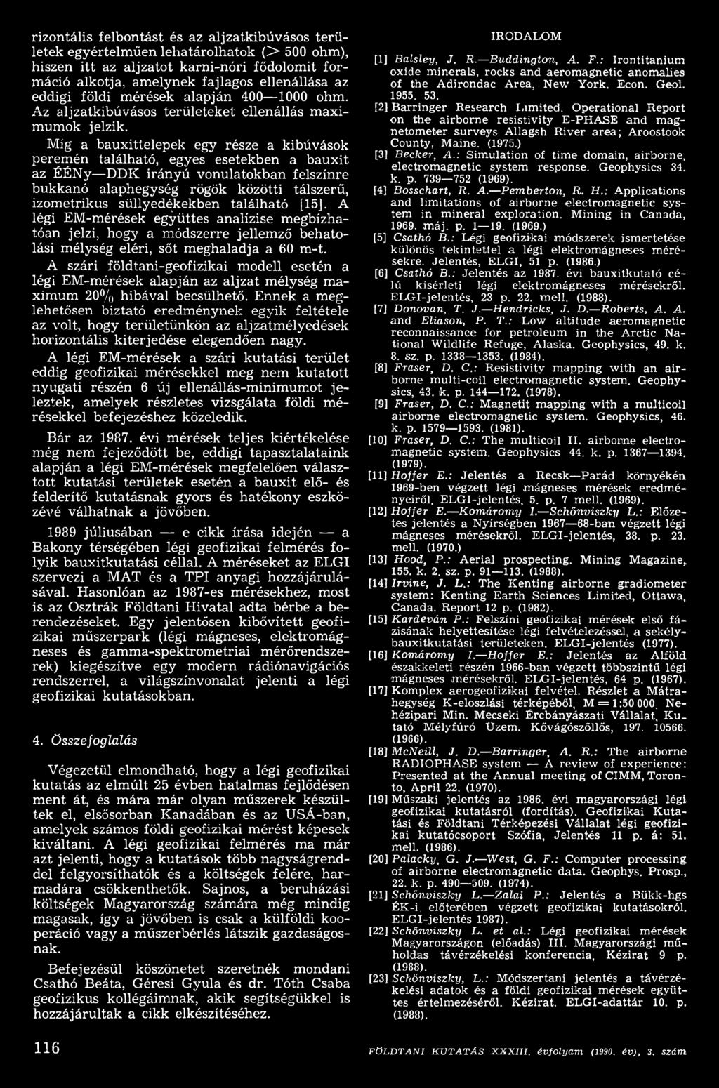 A szári földtani-geofizikai modell esetén a légi EM-mérések alapján az aljzat mélység maximum 20% hibával becsülhető.