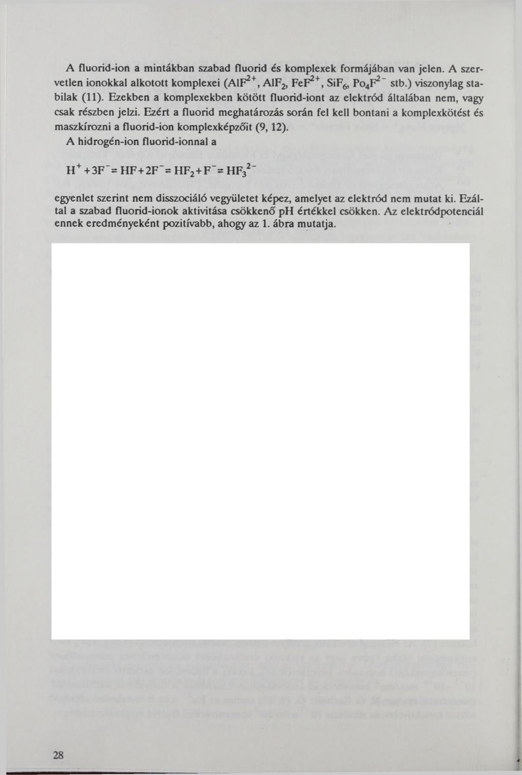 A fluorid-ion a mintákban zabad fluorid é komplexek formájában van jelen. A zervetlen ionokkal alkotott komplexei (A1F2+, A1F2, FeF2*, SiF6, Po4F2~ tb.