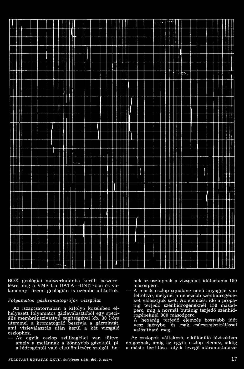En F Ö L D T A N I K U T A T Á S X X V II. évfo lya m (1984. év), 2. szám nek az oszlopnak a vizsgálati időtartam a 150 másodperc.
