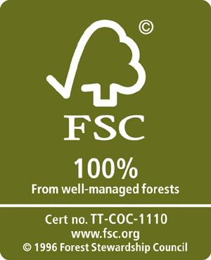 Az FSC (Forest Stewardship Council - Felelős Erdőgazdálkodás Tanácsa) nemzetközi minősítés: garanciát jelent az ökológiailag fenntartható gazdálkodásra és a helyi lakosság jogainak és érdekeinek