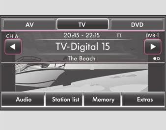 MEDIA területválasztó gomb 33 Tévé üzemmód* Áttekintés A fogalmak magyarázata Mindenhol fogható tévé vagy DVB-T (Digital Video Broadcasting- Terrestric) A DVB-T technikánál a digitális tévéjeleket