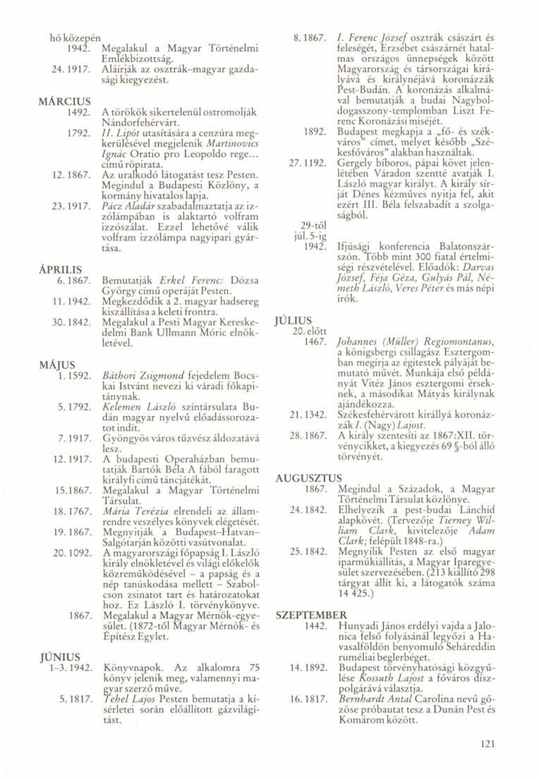 hó közepén 1942. Megalakul a Magyar Történelmi Emlékbizottság. 24.1917. Aláírják az osztrák-magyar gazdasági kiegyezést. MÁRCIUS 1492. A törökök sikertelenül ostromolják Nándorfehérvárt. 1792. II.