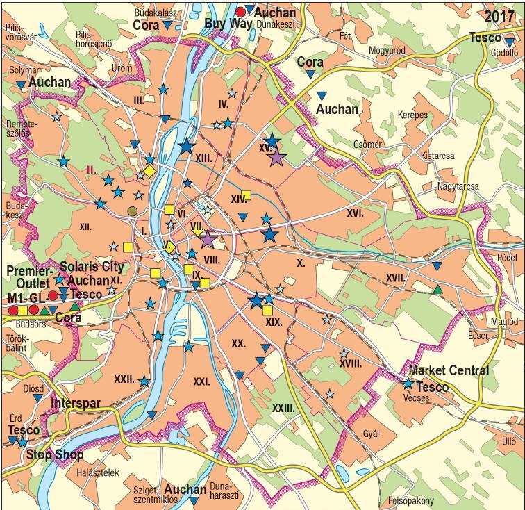 115 A budapesti bevásárlóközpontok hét generációja 1976-2017 A KÖKI Terminál indítása is nagy nehézségekbe került részben a közlekedéshálózati tervezésnek részben a kedvezőtlen telephelyválasztásnak