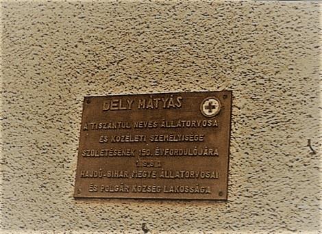 Dely Mátyás Polgáron elhelyezett bronz emléktáblája,