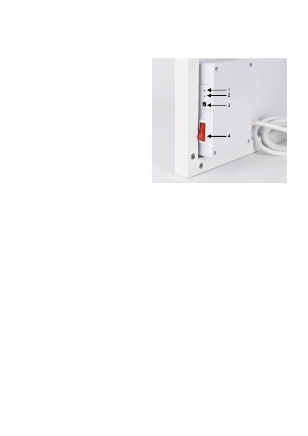 5. Telepítési és üzemeltetési útmutató 5.1. A fűtőkészülék leírása A panel hátoldalán a fűtőkészülék fel van szerelve a termosztáthoz tartozó, beépített vevőegységgel Receiver01.