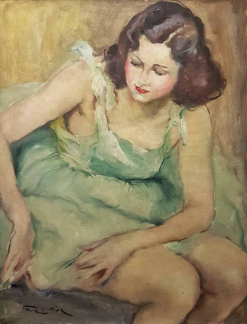 tétel FREID PÁL ( 1893-1955 ) Kék ruhás lány 80 x 60 cm Olaj,