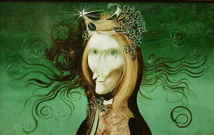 tétel SZÁSZ ENDRE ( 1926-2003 ) Mágus asszony 28 x 44 cm Olaj, fa
