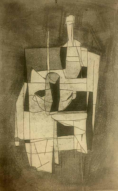 216. tétel rézkarc KÁDÁR GYÖRGY ( 1912-2002 ) Szögletes formák 28 x 18