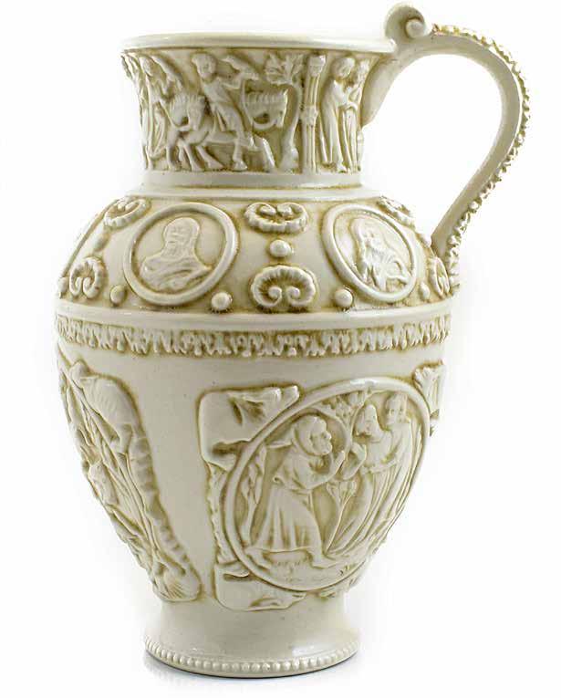 299. tétel ZSOLNAY KORSÓ Old Ivory. Medalionokban Ószövetségi jelenetekkel és apostolok portréival. Készült: XIX.