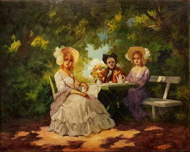 tétel IVÁNYI GRÜNWALD BÉLA ( 1867-1940 ) Erdőszéli mulatság 41 x 39 cm Lenyomat, olaj, papír.
