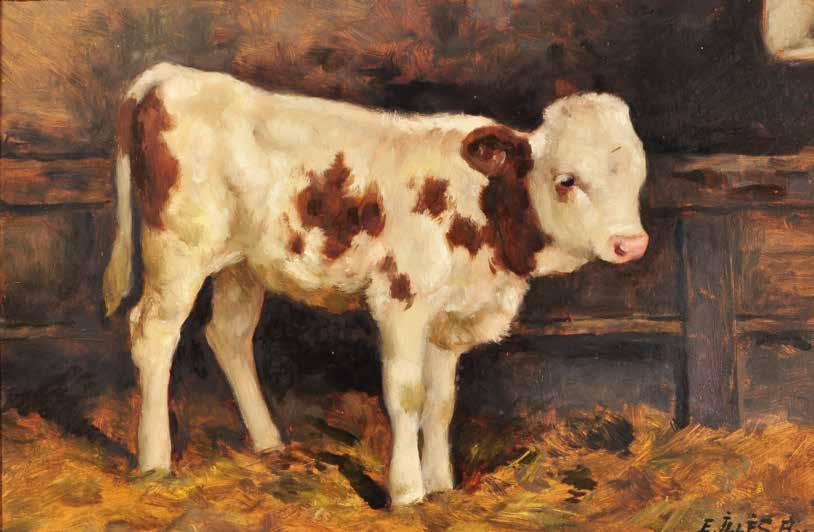 tétel EDVI ILLÉS ALADÁR ( 1870-1958 ) Borjú a jászol előtt