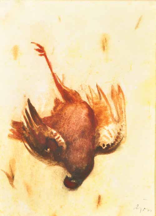 57. tétel ÁRON NAGY LAJOS ( 1913-1987 ) Fácán 26 x 19 cm Vegyes