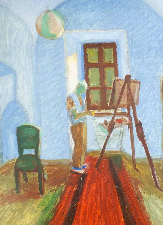 79. tétel POLÁNYI JÓZSEF ( 1938- ) Festő a műteremben 52 x 39 cm