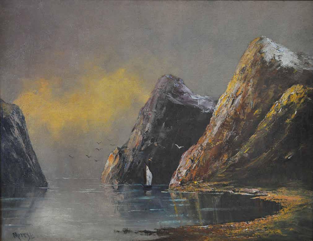 95. tétel JELZETT KÉP Magyar gőzhajó 34 x 24 cm Olaj,