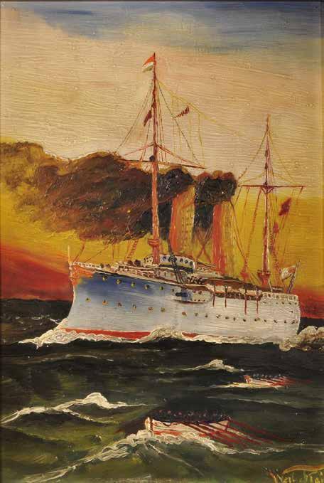 tétel MÉREY LÁSZLÓ Vitorlás a hegyek között 54 x 69 cm