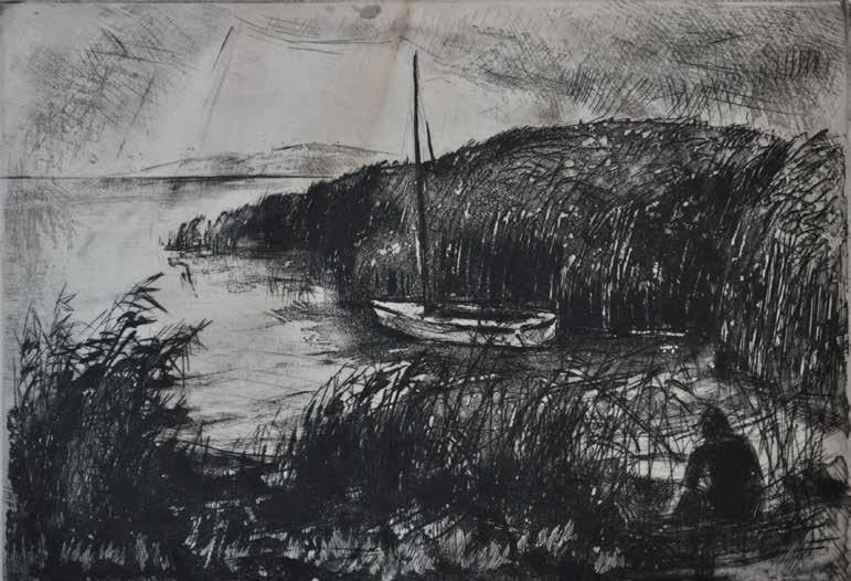 139. tétel IVÁN SZILÁRD ( 1912-1988 ) Nádas 23 x 33 cm Rézkarc, papír