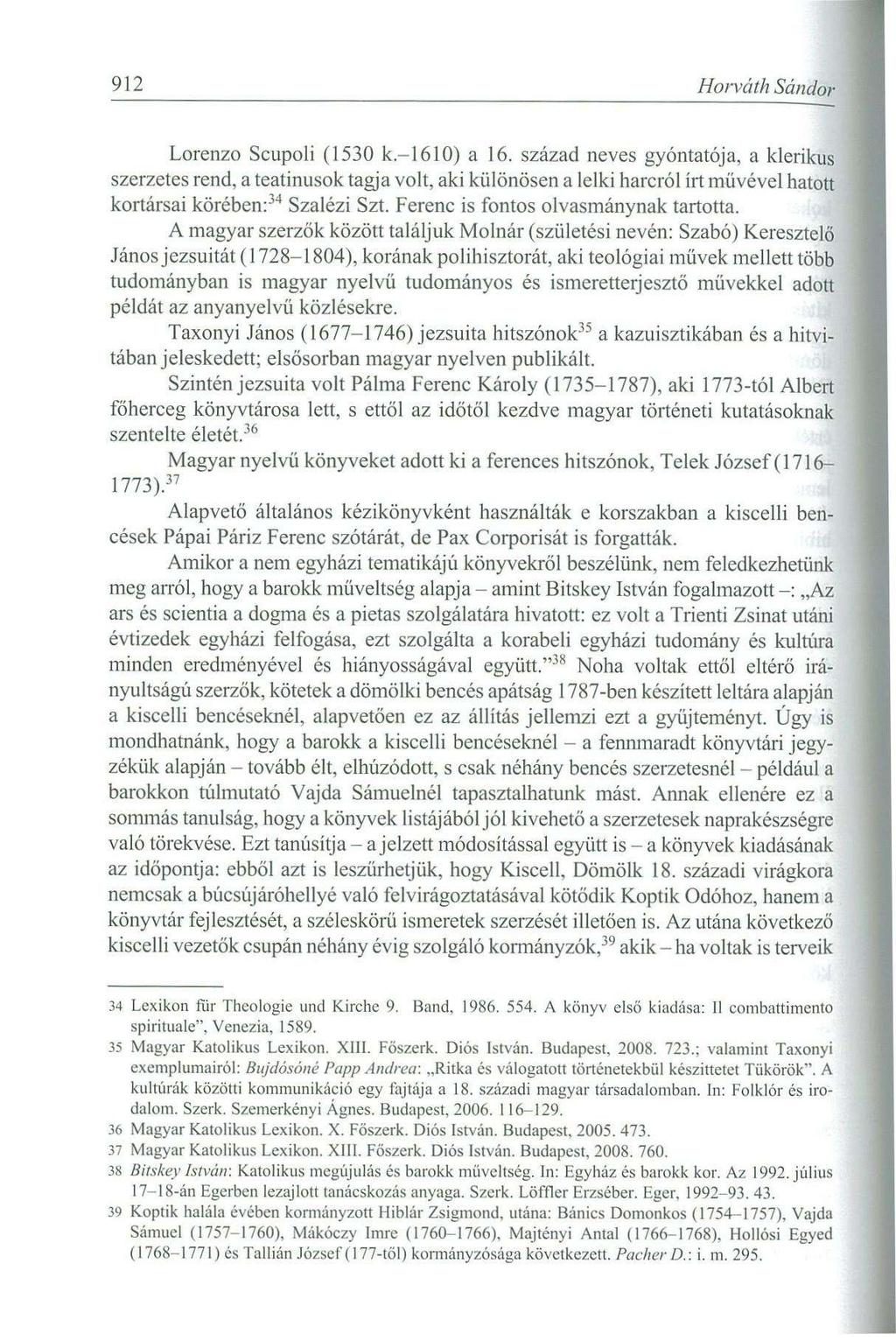 912 Horváth Sándor Lorenzo Scupoli (1530 k-1610) a 16.