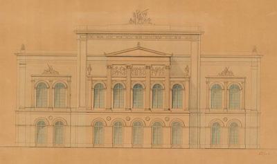 [5]A színház leégése (1847) és az újjáépítési tervpályázat A színház az 1838-as árvízben megsérült, majd 1847.