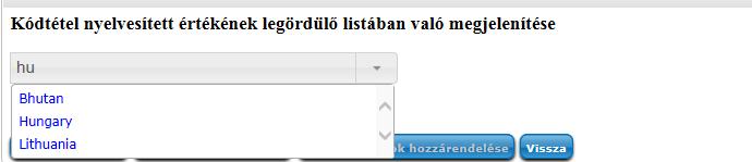 Lehetőség van a kódtétel nyelvesített értékeinek a megjelenítésére is.